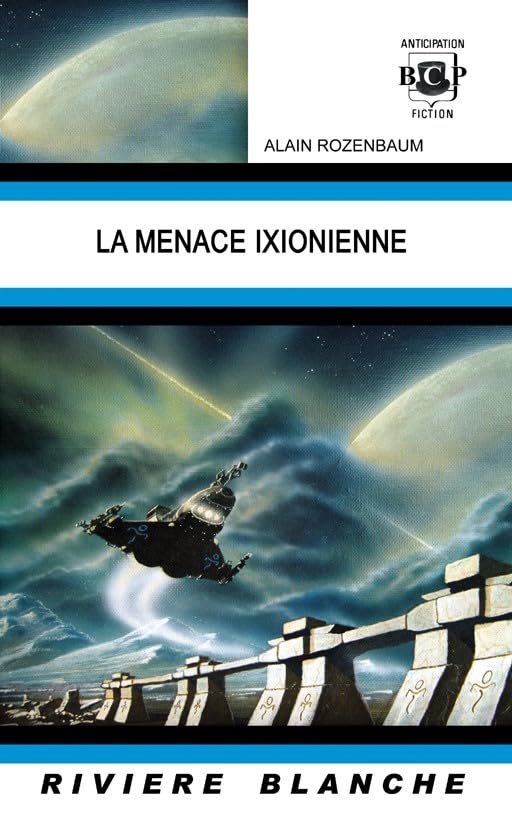 Couverture du livre de SF selon les codes habituels : bleu, blan et un visuel de vaisseau spatial